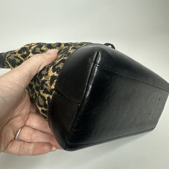 Brighton Leopard Print Leather Hobo Shoulder Bag Silver Hardware Braided Y2K - Picture 9 of 16